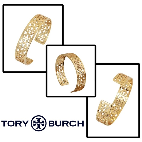 Tory Burch Jewelry - NWT Tory Burch Gold Tone Cutout Logo Cuff Bracelet